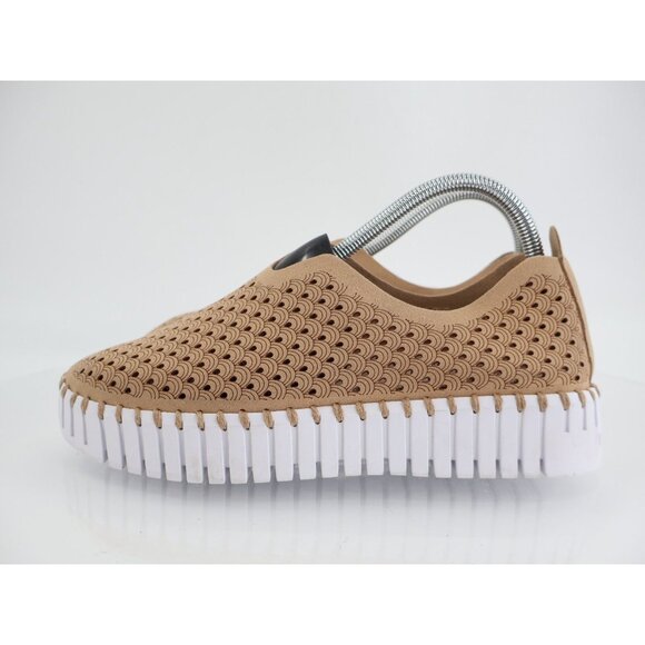 Ilse Jacobsen Tulip Platform Flat Sz 41 11 Slip On Brown Tan perforated Sneaker